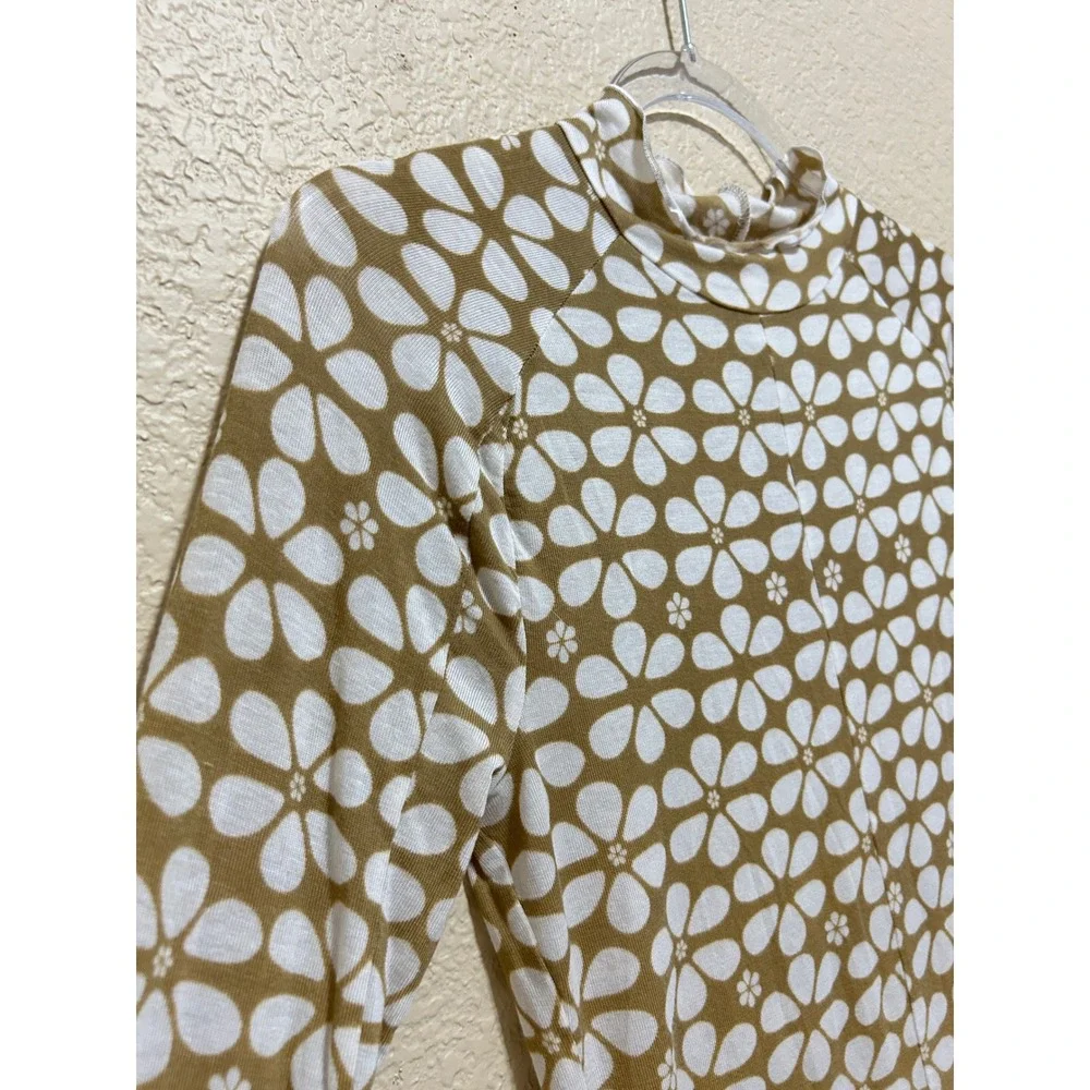 Free People FP Movement Daisy Floral Long Sleeve Top M Mock Neck Soft Base Layer
